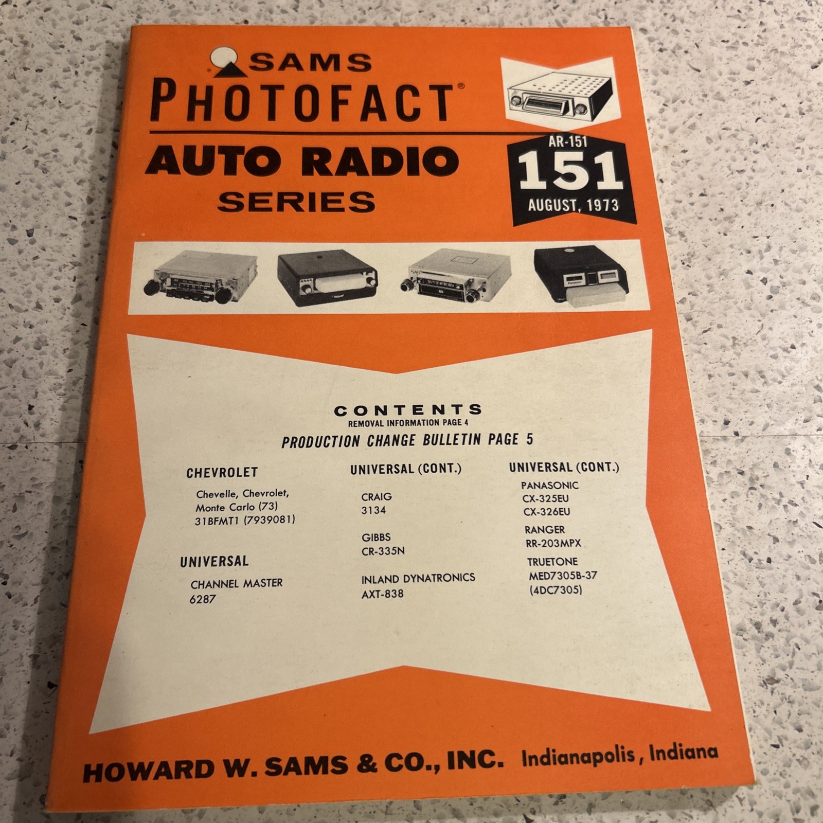 Sams Photofact Auto Radio Series AR-151