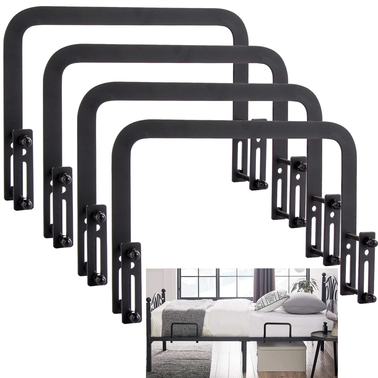 4 PCS Non Slip Metal Mattress Slide Stopper Gripper Retainer Bar Bed Holder