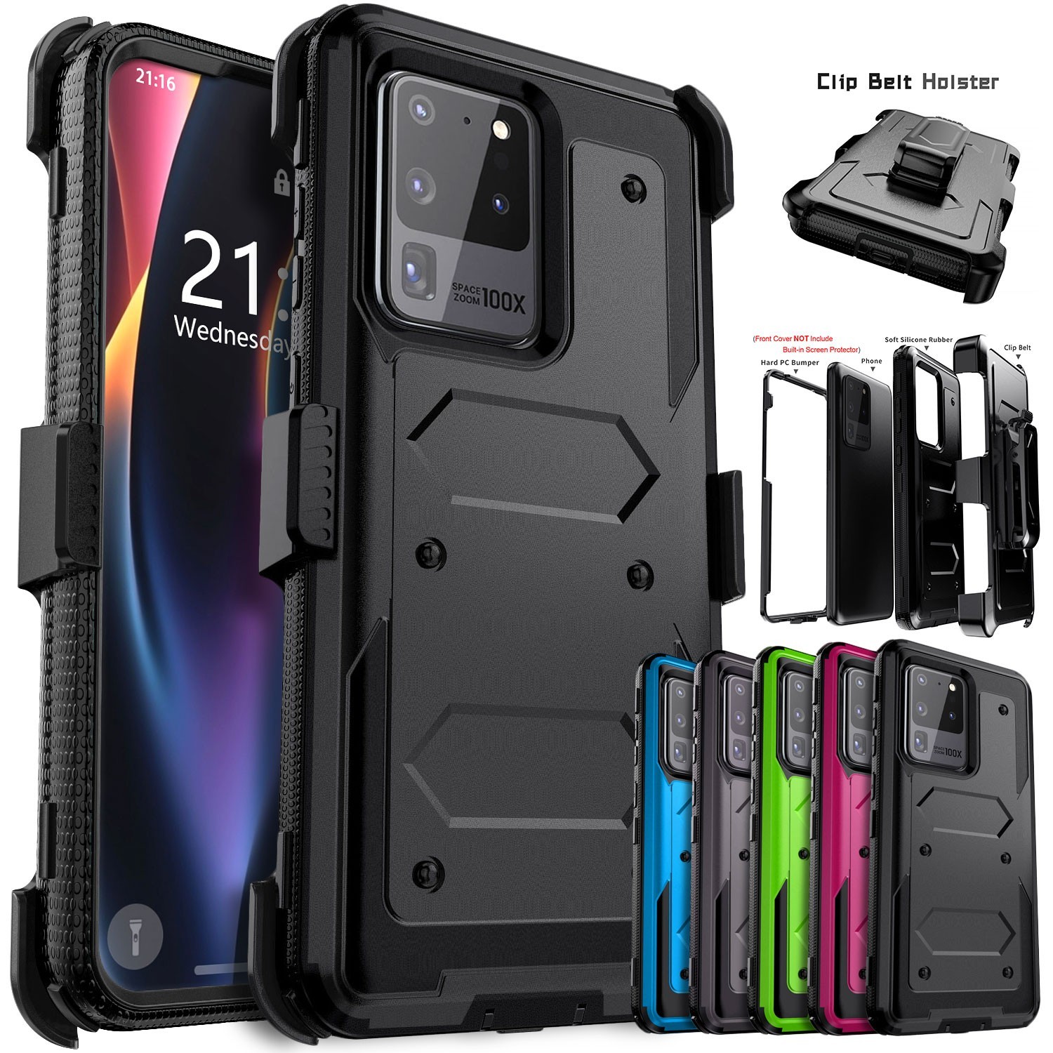 For Samsung S22/S21/S20/Plus/Ultra/FE 5G Phone Case Shockproof Cover / Belt Clip