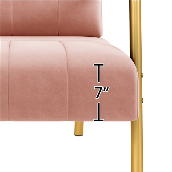 30″ W Accent Chair Velvet Oversized Armchair with Gold Metal Frame, Pink
