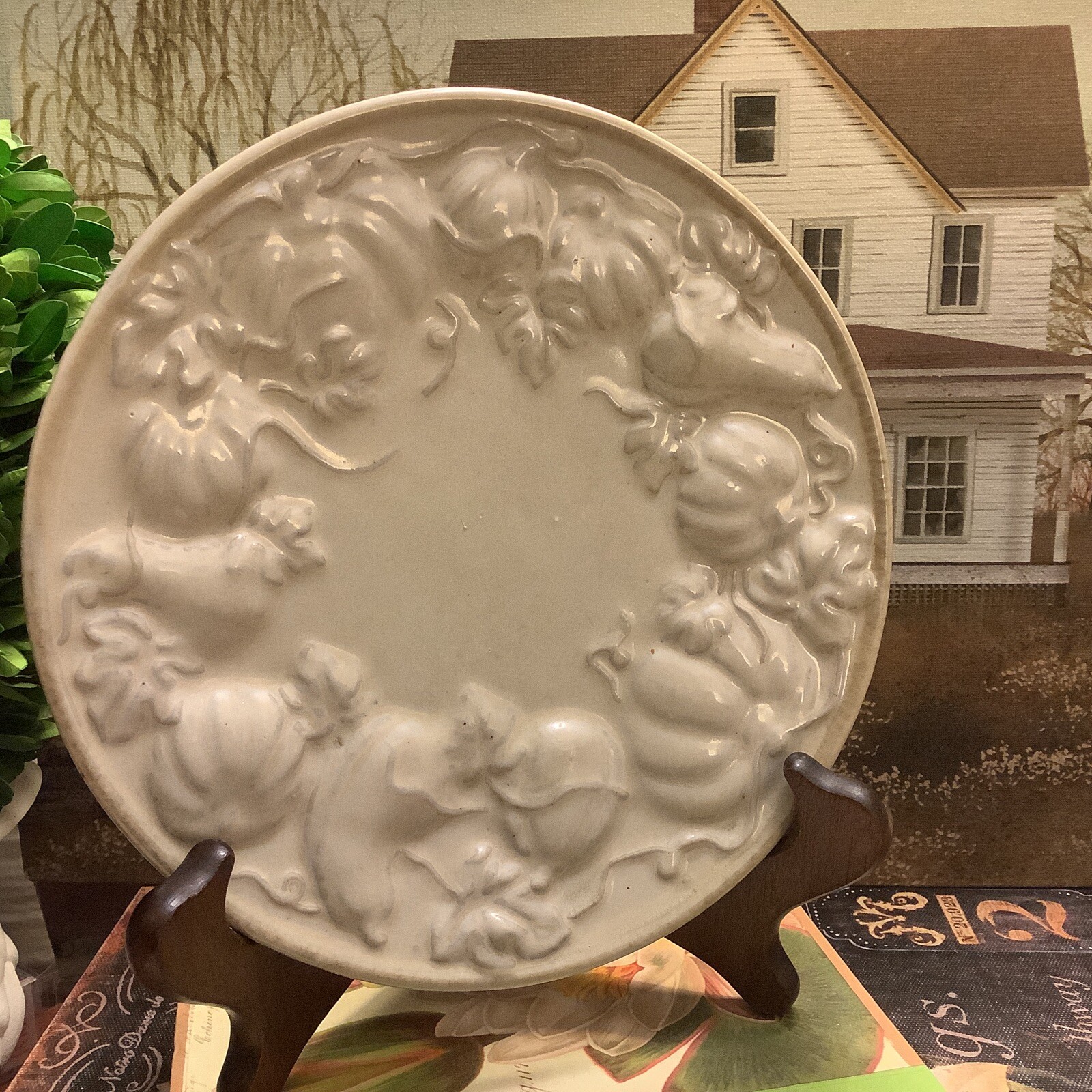 Pumpkins & Gourds~Pottery~ Natural Solid Color~Candle Holder/Plate~7”~Quality~