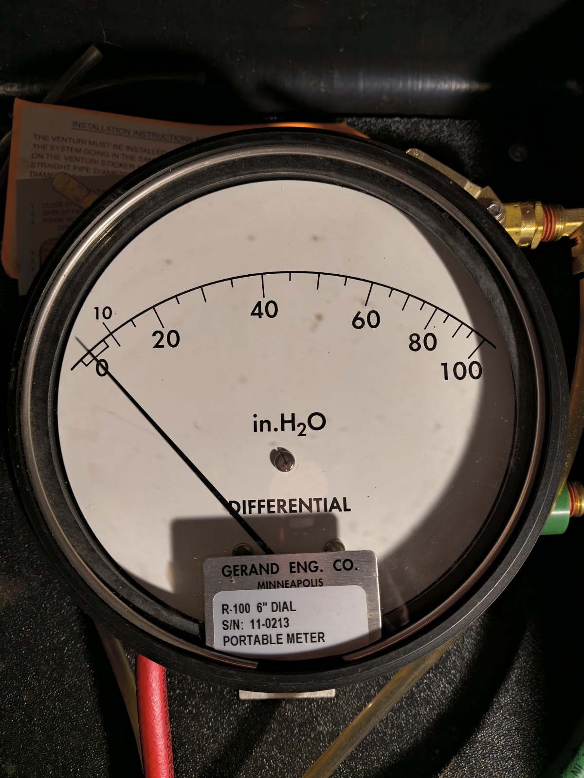 Gerand Engineering Differential Pressure Meter HVAC Systems; Hard Case, Tubing
