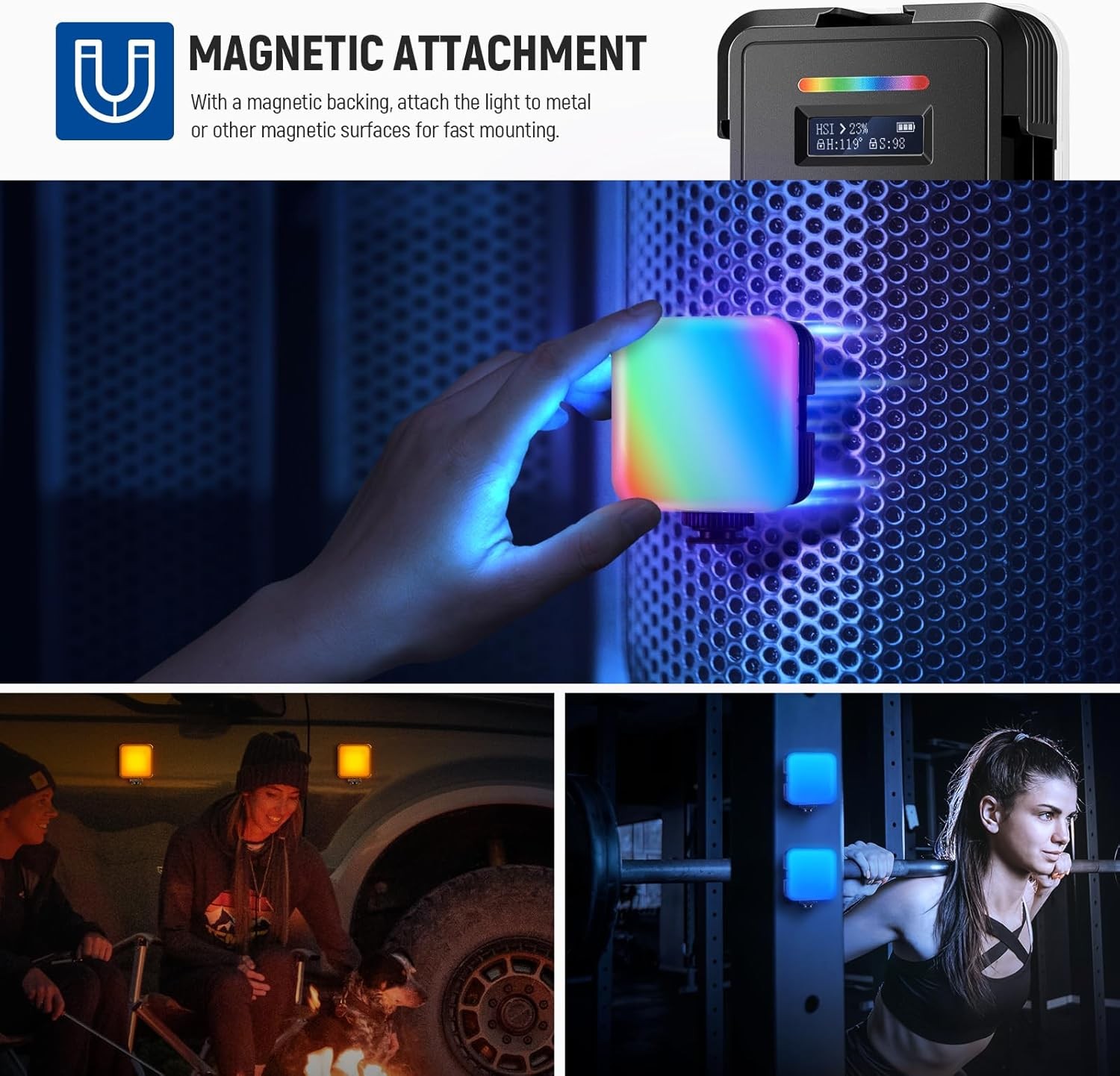 RGB62 Magnetic RGB Video Light with APP Control,2 Pack 360° Full Color