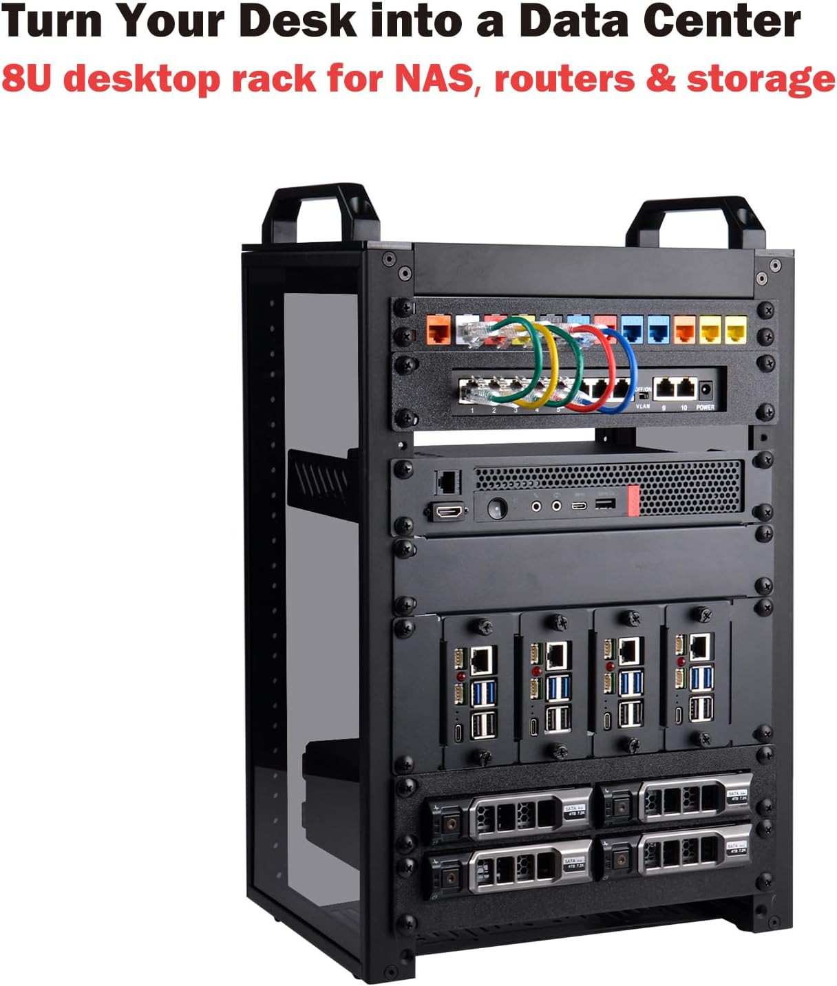 8U Network Rack, 10 Inch Mini Server Rack for Network, Servers, Audio, and Video