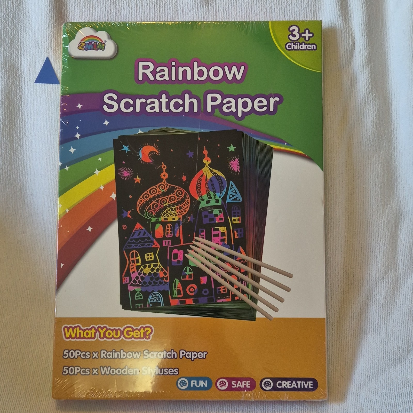 ZMLM PH00019-Classical Rainbow Scratch Paper Art Set 50pcs Paper 50pcs Styluses