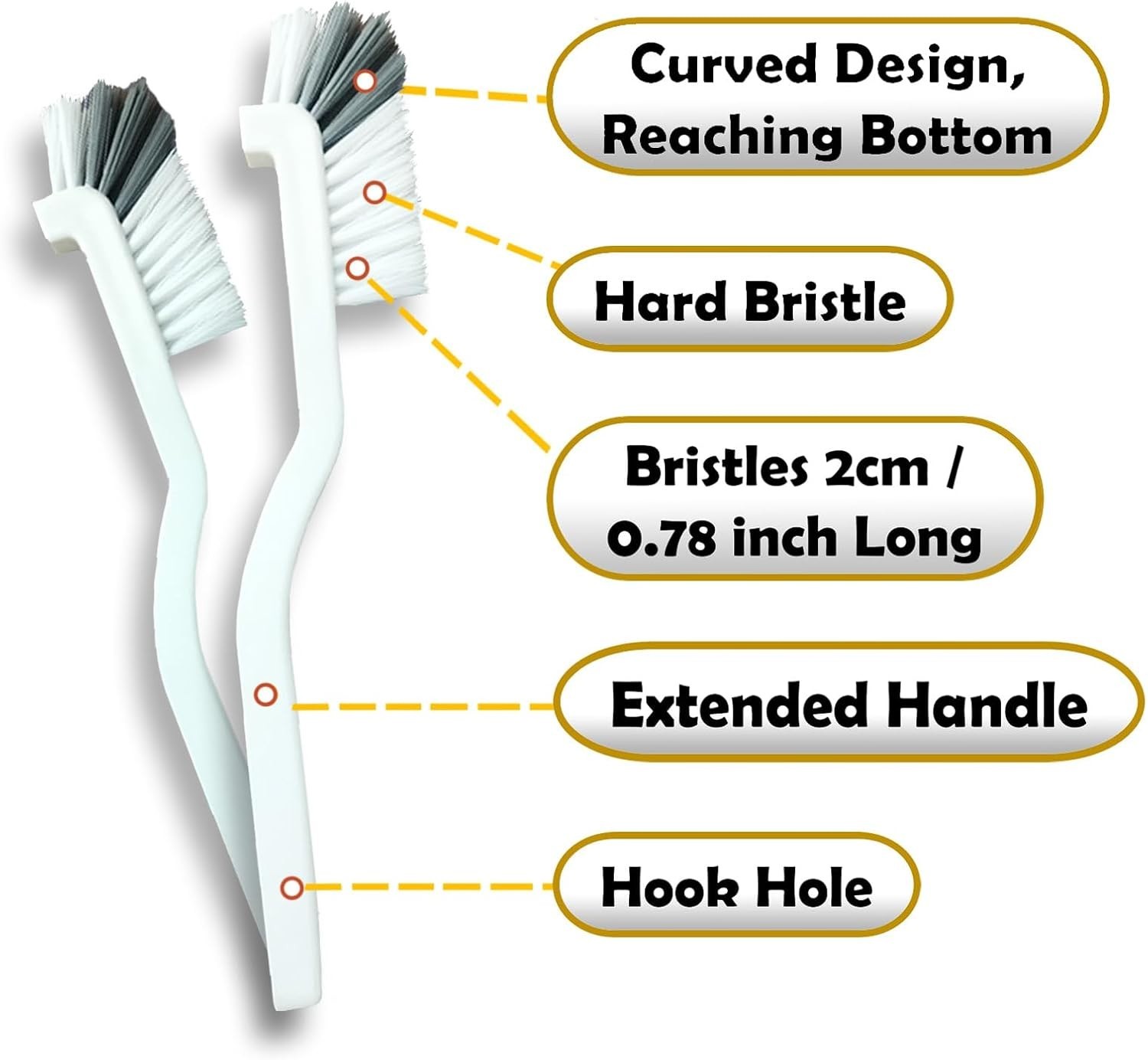 Crevice Cleaning Brush Set, Multi-Purpose Hard Bristle Brushes for Deep Clean...