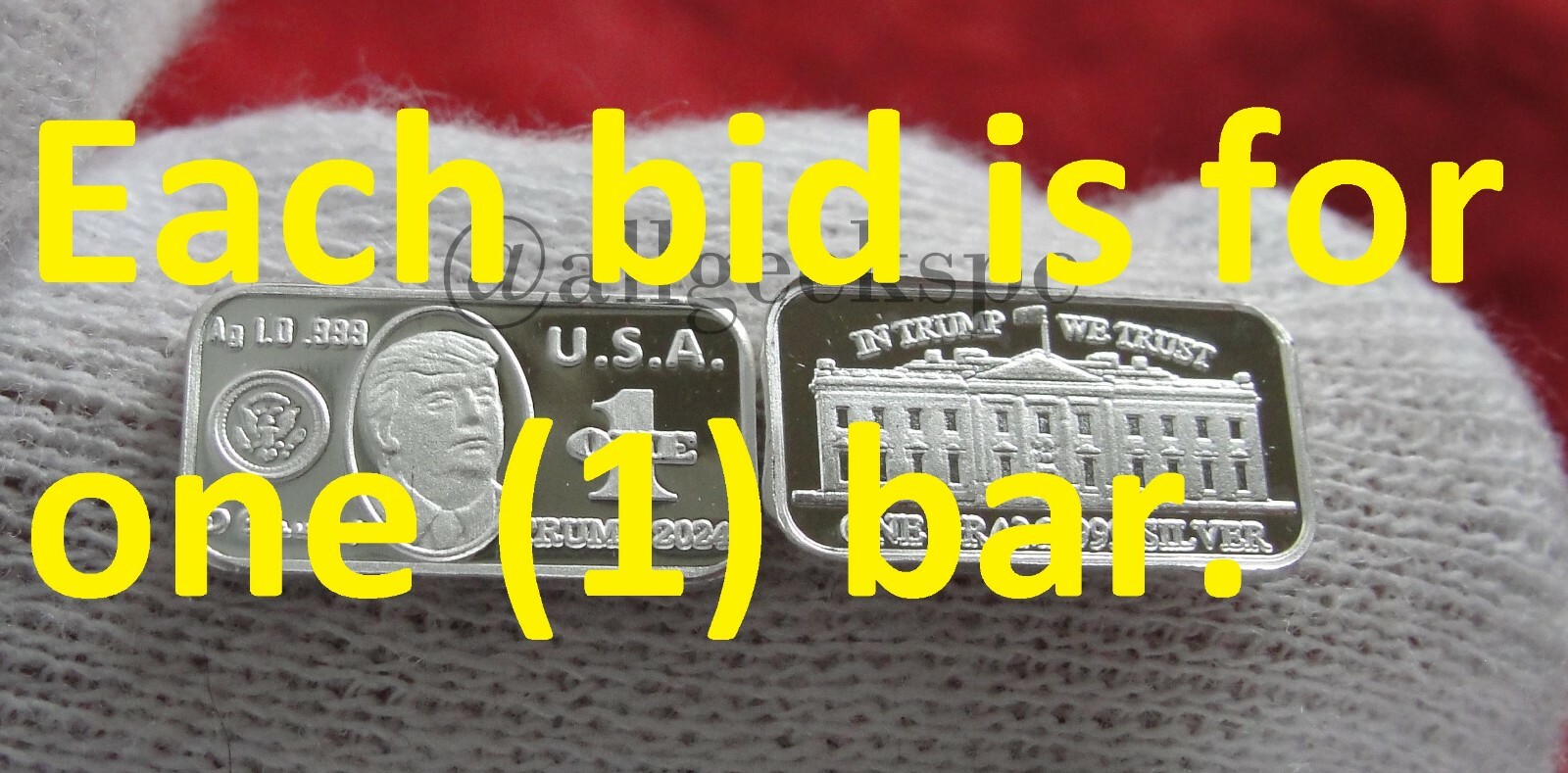 1 gram .999 Pure Silver Mini Donald Trump 2024 "1" Bar with hard capsule - qty 1