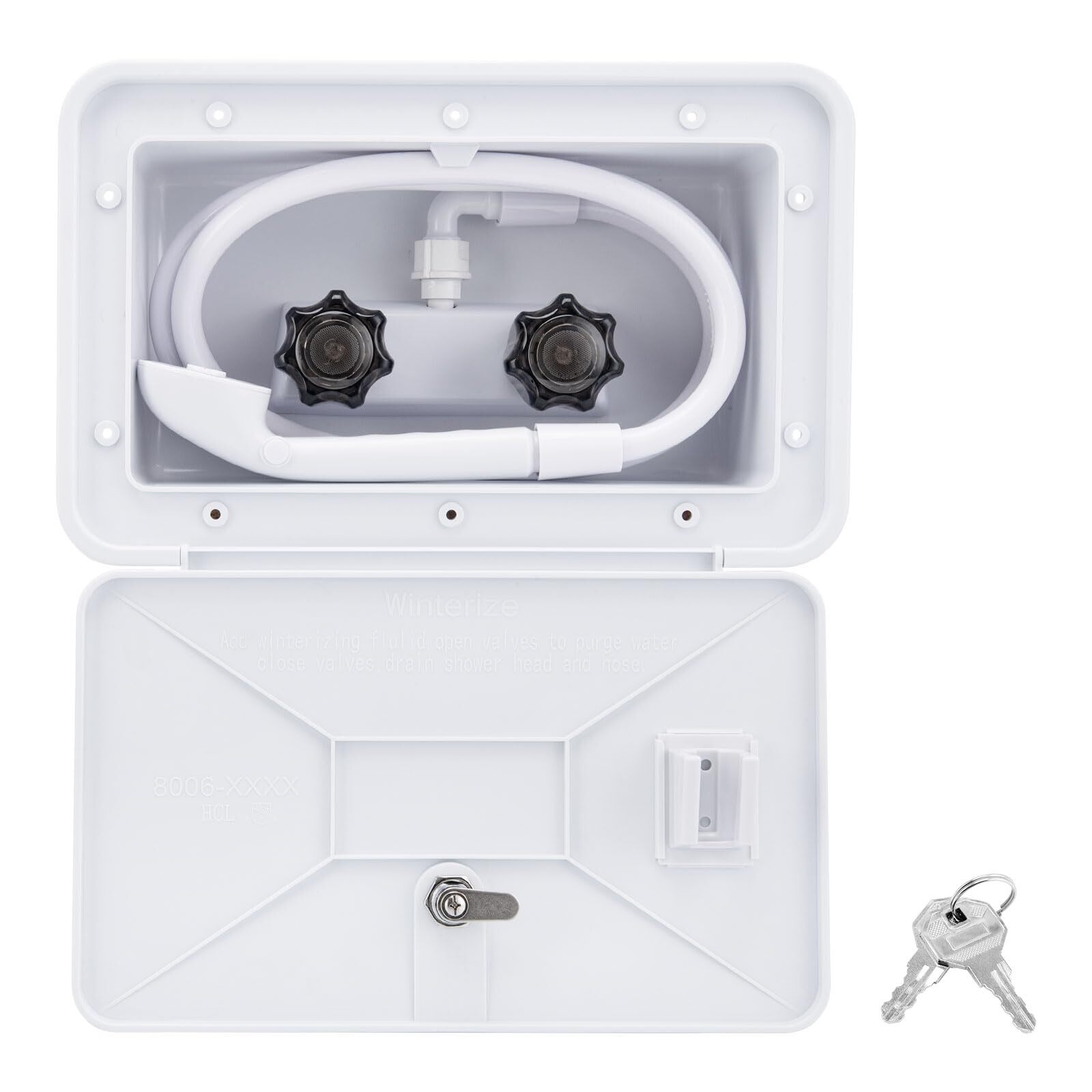 Rv Outdoor Shower Kit with Faucet Hose for Travel Trailer Boat White