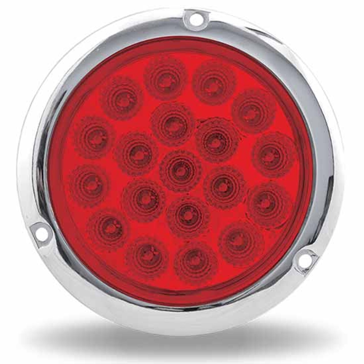 Trux TLED-419RF -  4 Inch Clear Red Stop, Turn & Tail RND Flange Mount LED Light