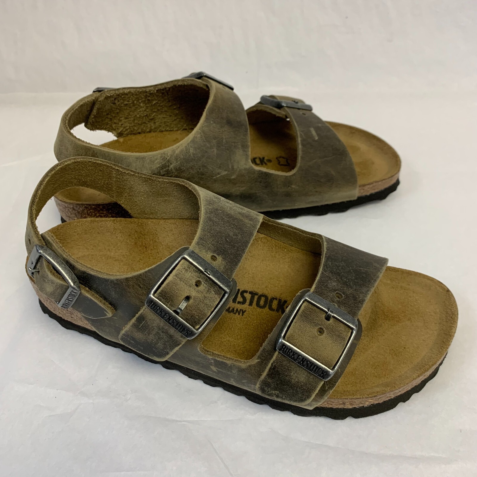 Birkenstock New w/ Box Milano Faded Khaki Oiled Leather Regular Width SelectSize