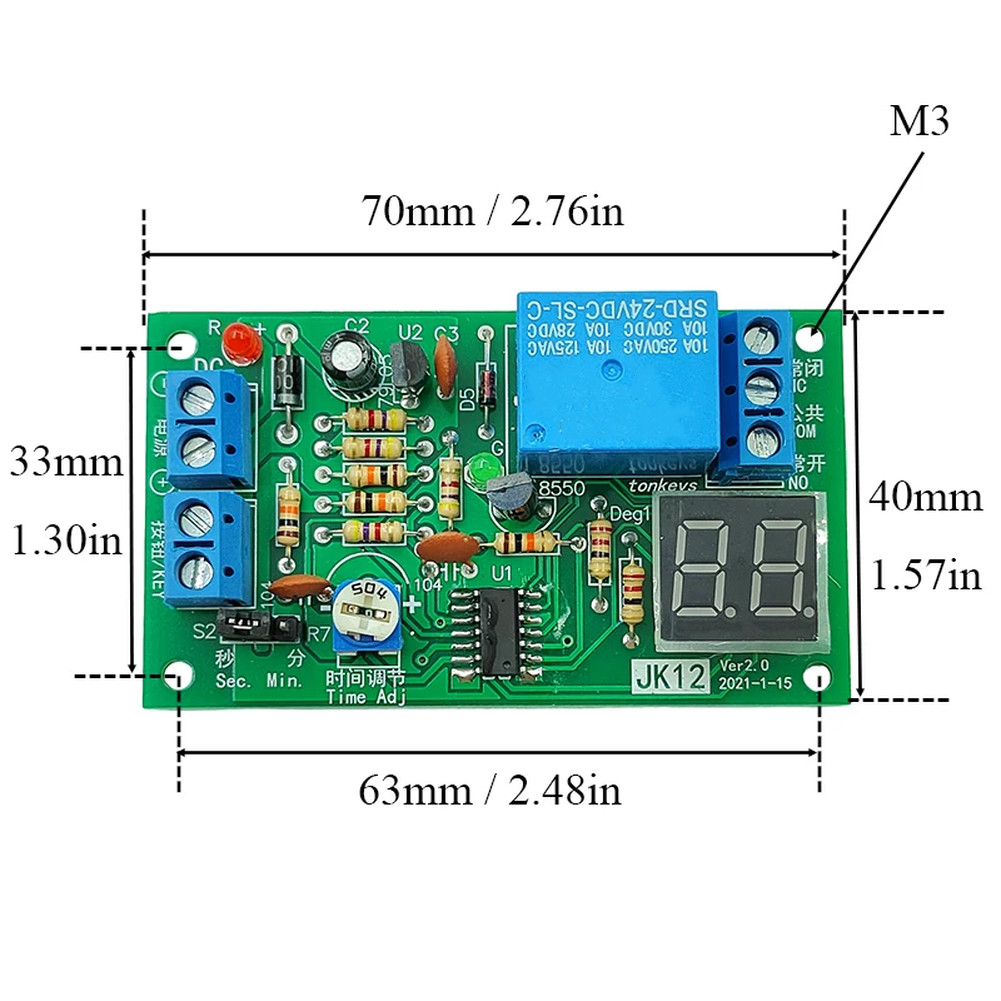 12V Time Delay Relay Real-time Countdown Display Lighting Delay Control