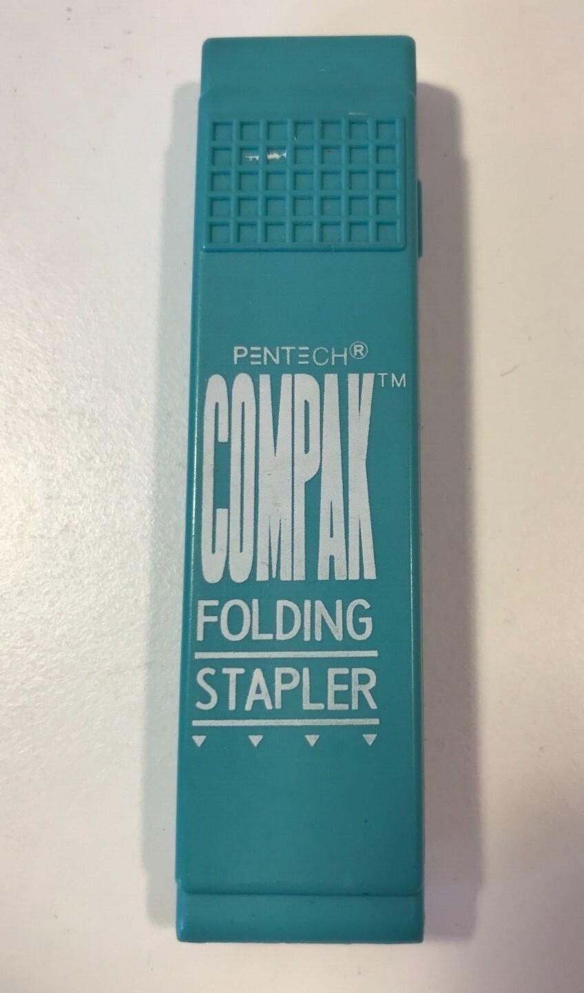 VINTAGE PENTECH COMPAK FOLDING STAPLER 4" LONG OFFICE SUPPLY MADE IN KOREA