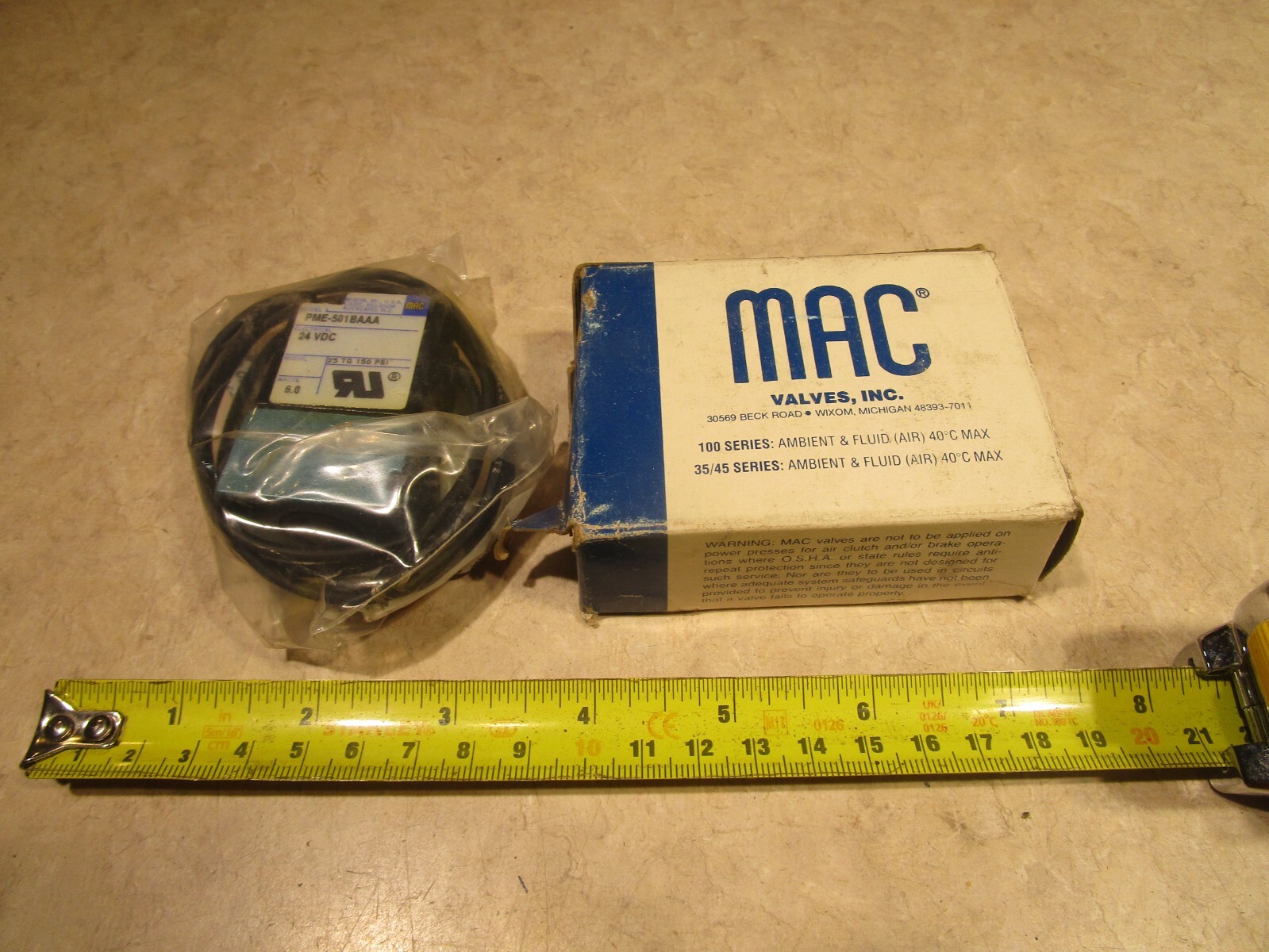MAC PME-501BAAA, SOLENOID VALVE, 24VDC, 25-150PSI, T0435