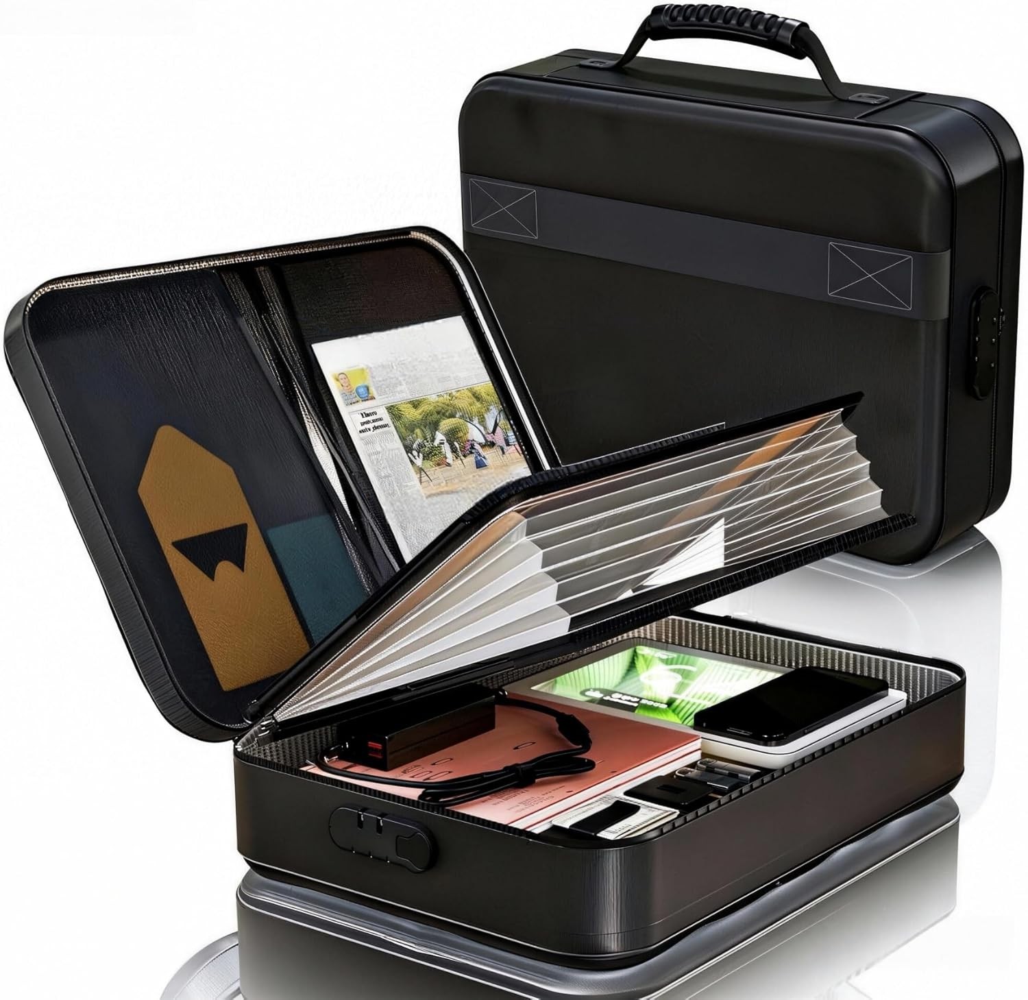 Fireproof Document Box (Soft-Shell) with Lock & Waterproof Zipper, 5200°F Safe