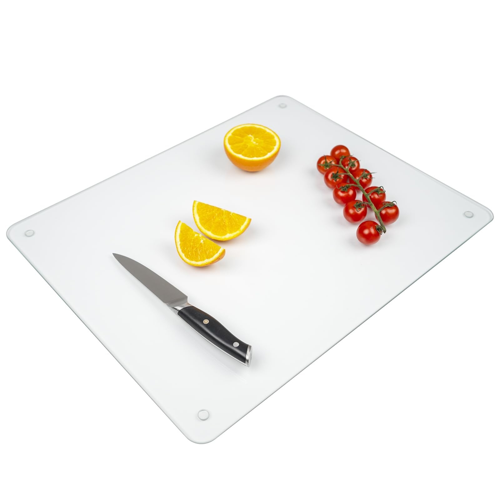 Tempered Glass Cutting Board for Kitchen, Clear Glass Cutting Board with Rubb...