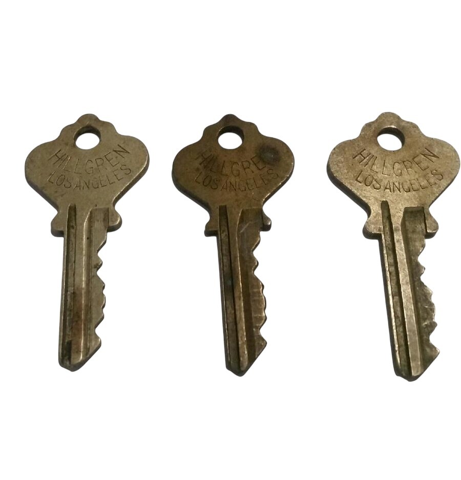 Vintage HILLGREN LOS ANGELES KEY Pre-Cut No Numbers Set Of 3