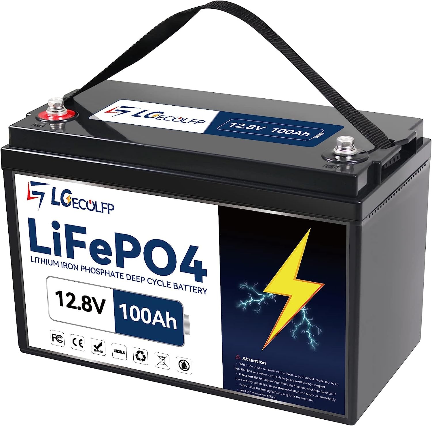Lithium 12V 100Ah  LiFePO4  Battery With Built-in 100A BMS For RV Solar Marine