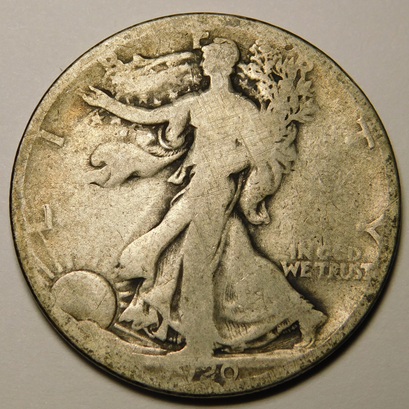 1920 D Walking Liberty Half Dollar 90% Silver   "As Pictured - Not Cleaned"