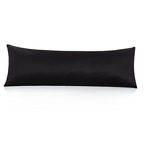 Body Pillow Cover, 100% Cotton, 800 Thread Count, Soft 21"x 54" Black