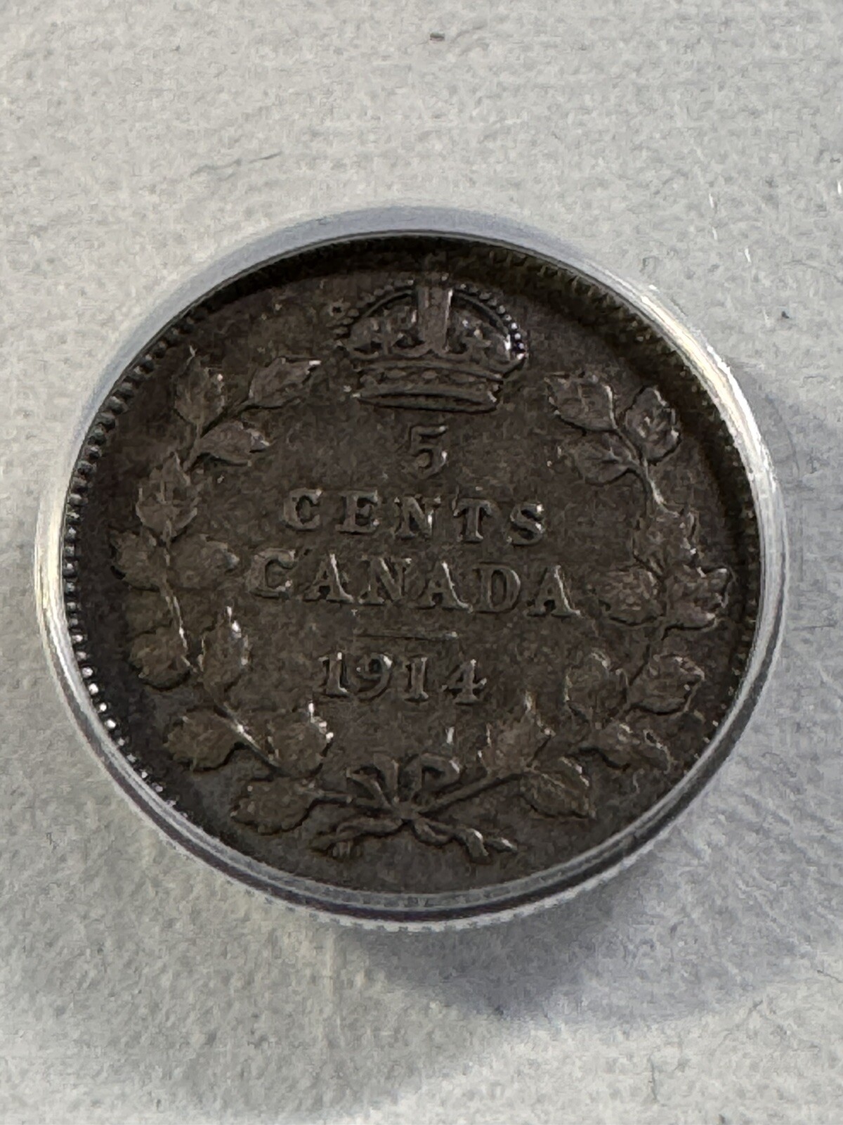 1914 Canada 5 Cents Small Silver Coin Graded VG 10 by ANACS