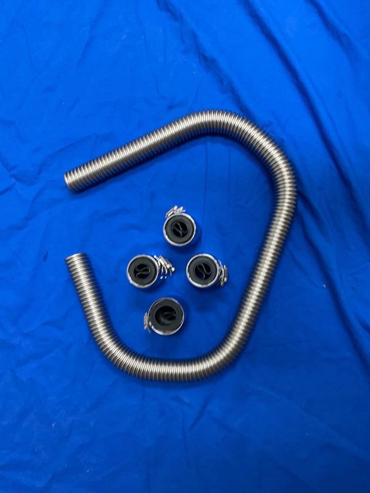 48" Flexible Radiator Hose Stainless Steel Engine Cooling Water Hose Kit Silver