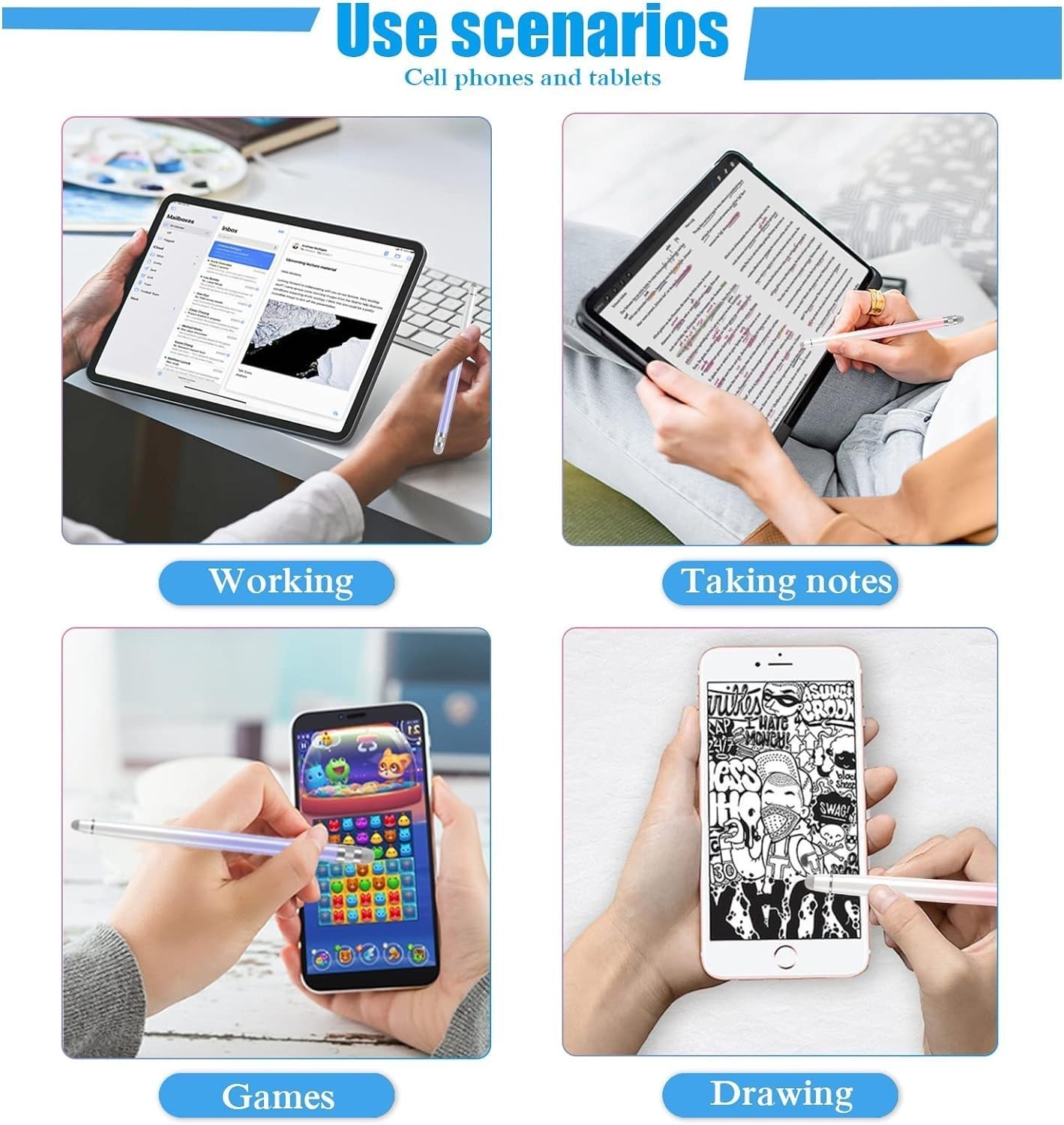 2PCS Versatile Stylus Pens for Touch Screens - Perfect for iPad, iPhone, Android