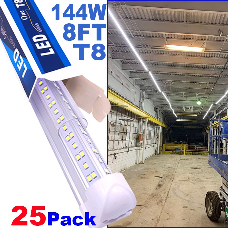 25 Pack 8ft 144w Led Tube Light 8 Foot Led Shop Light T8 Integrate 4 Row Fixture