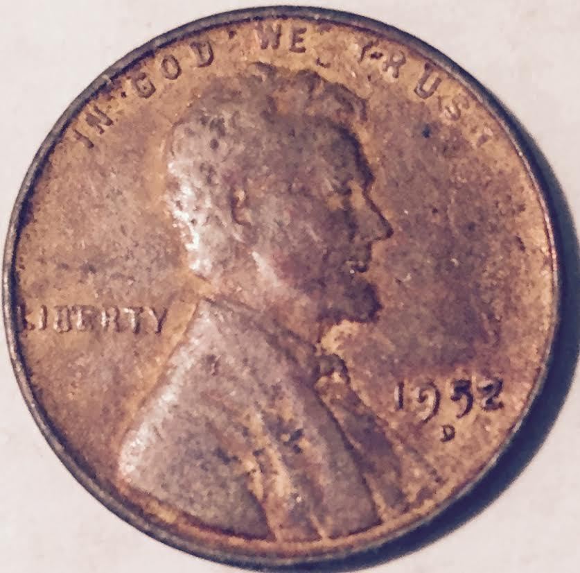 1952-D  LAMINATION ERROR  WHEAT LINCOLN CENT (MAJOR ERROR)  NICE COIN  #201