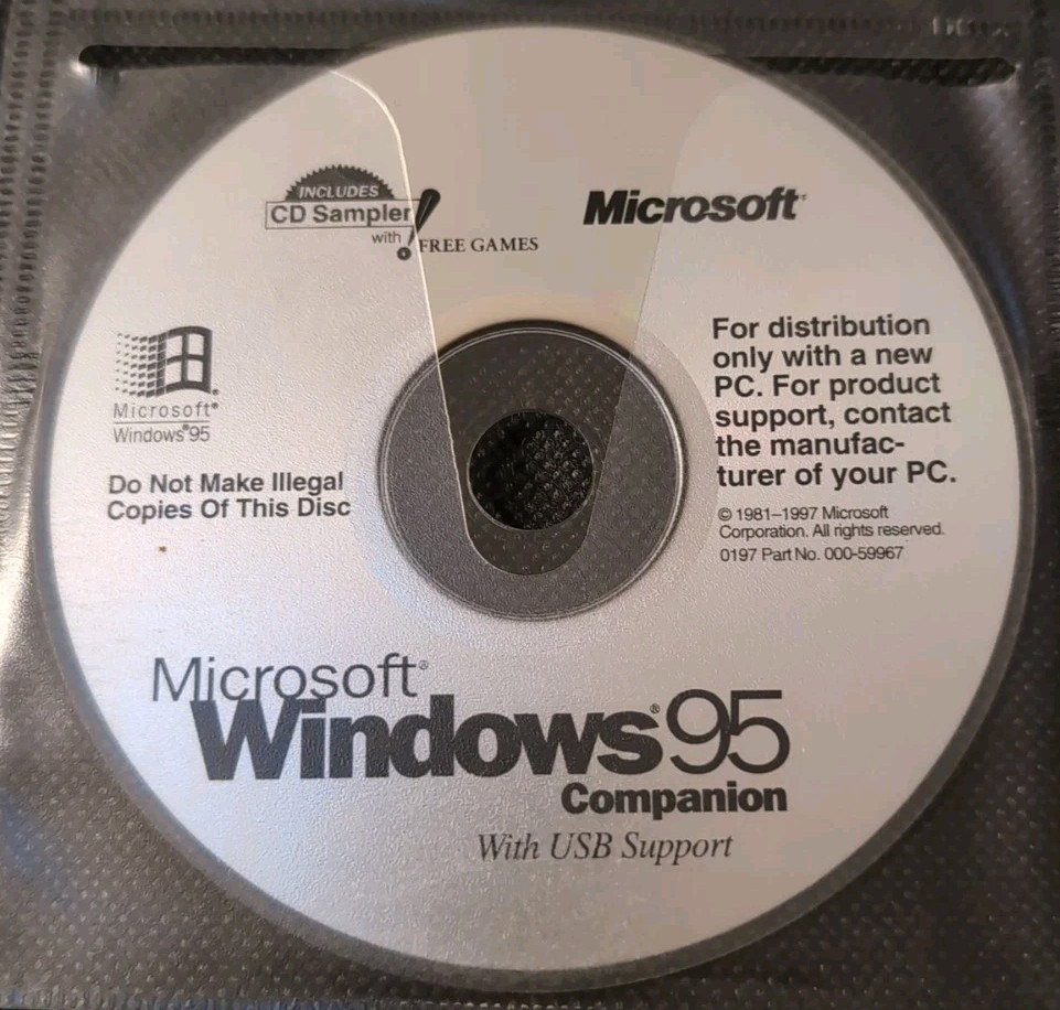 O.o Microsoft Windows 95 Companion Software (CD-ROM, 1995) Disc Only o.O