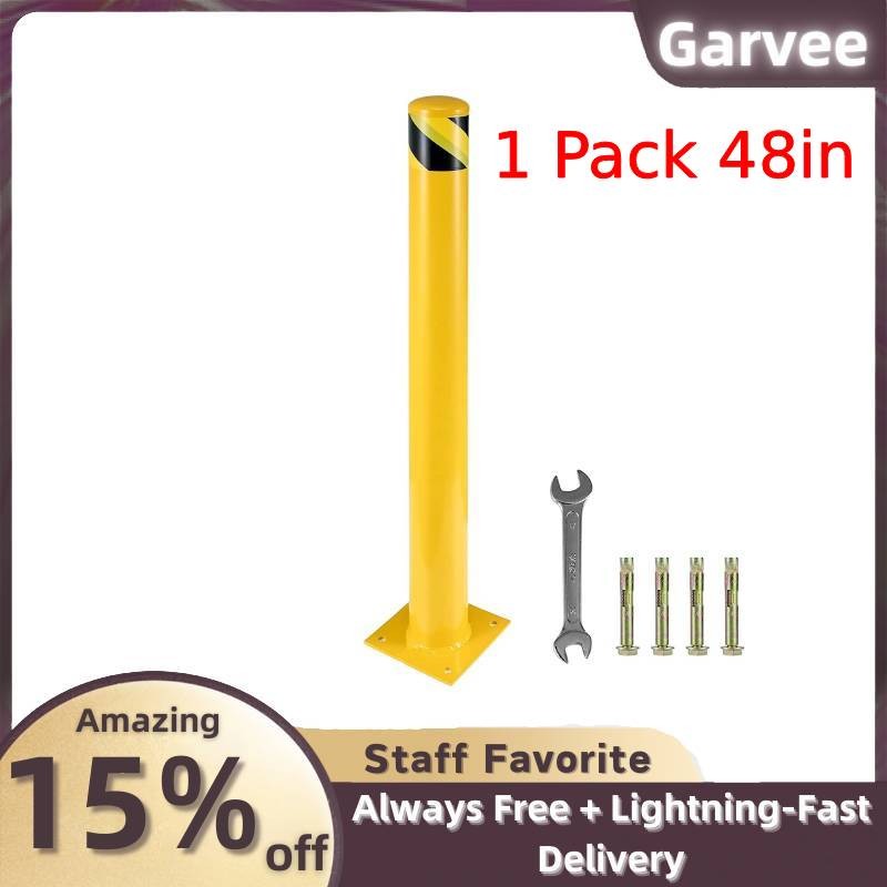 Safety Bollard Post 48in Yellow Steel 4.5in Diameter 24 Anchor Bolts 1 Pack