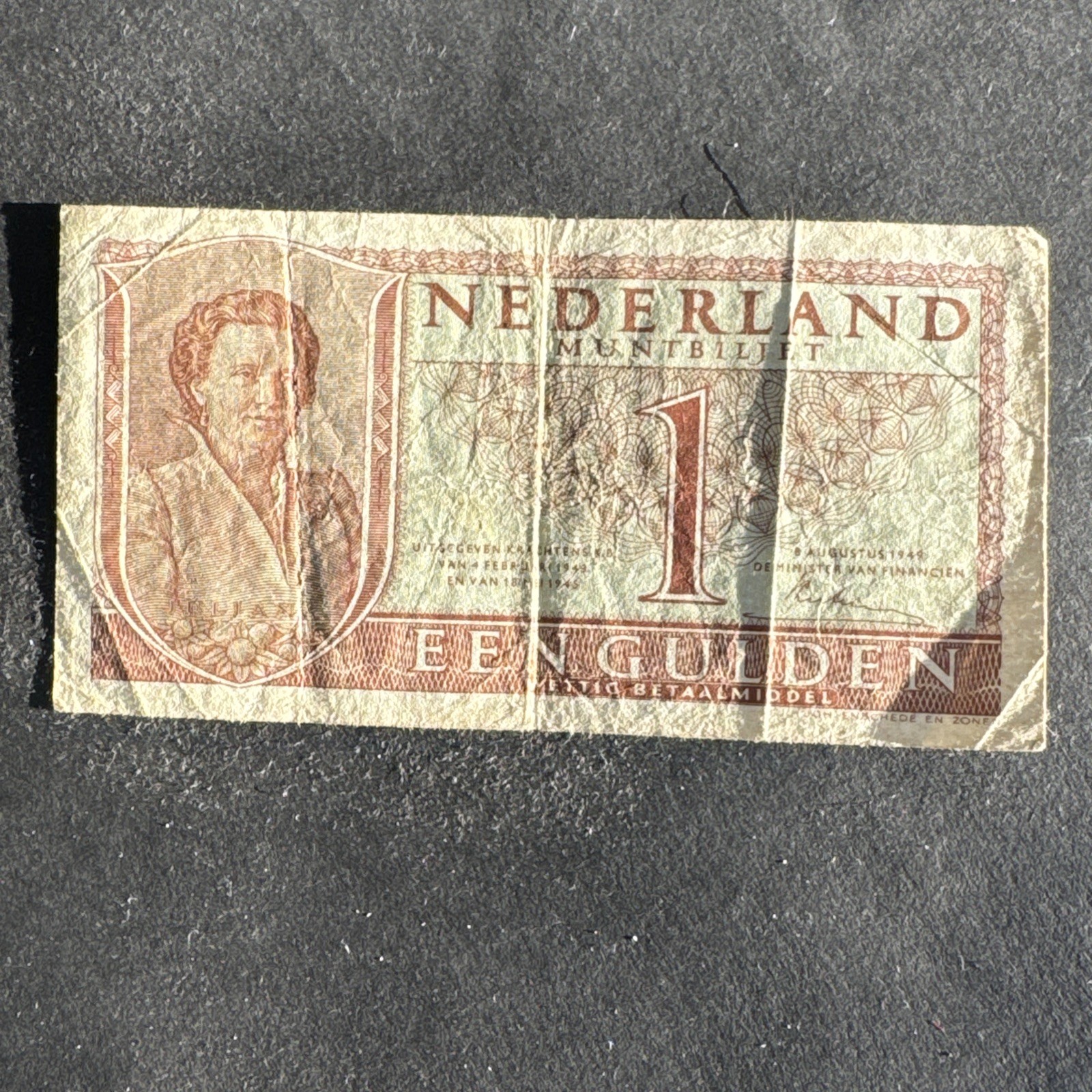 Netherlands Finance Ministry 1949 - 1 Gulden - Juliana Coin Note
