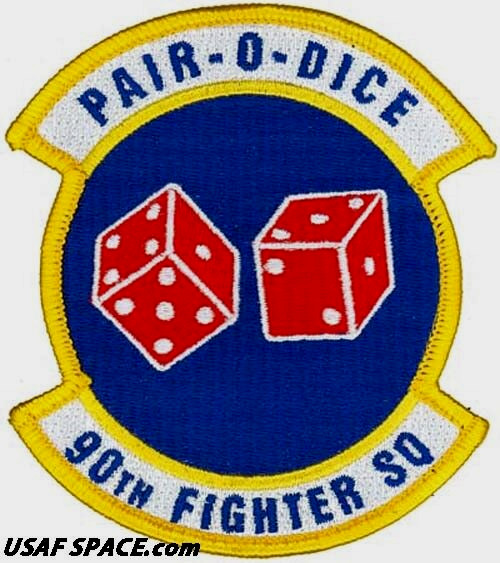 USAF 90TH FIGHTER SQ -90 FS- PAIR O DICE- Elmendorf AFB, AK - ORIGINAL VEL PATCH