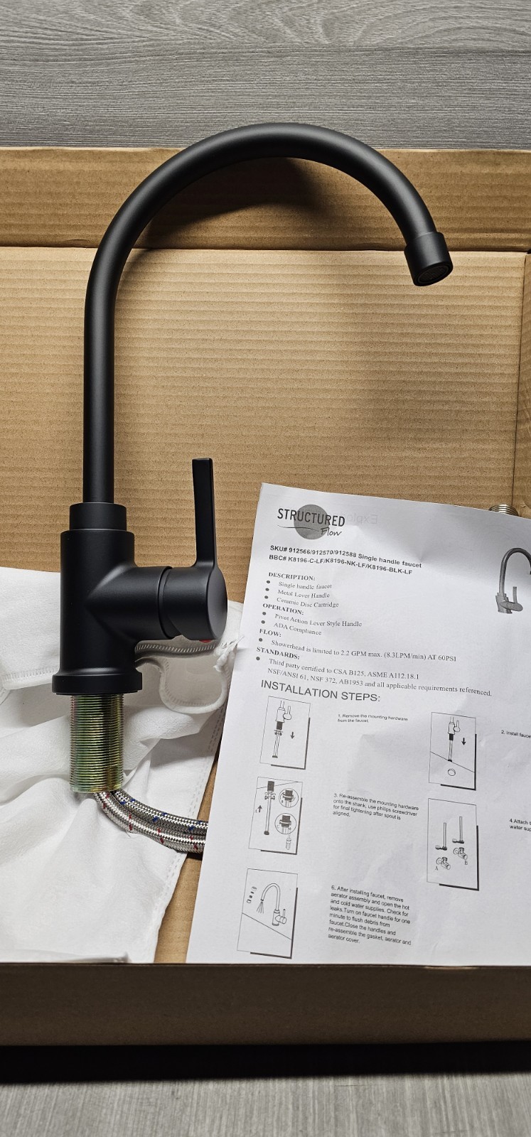 Structured Flow Rv Kitchen Faucet Single Hole Matte Black