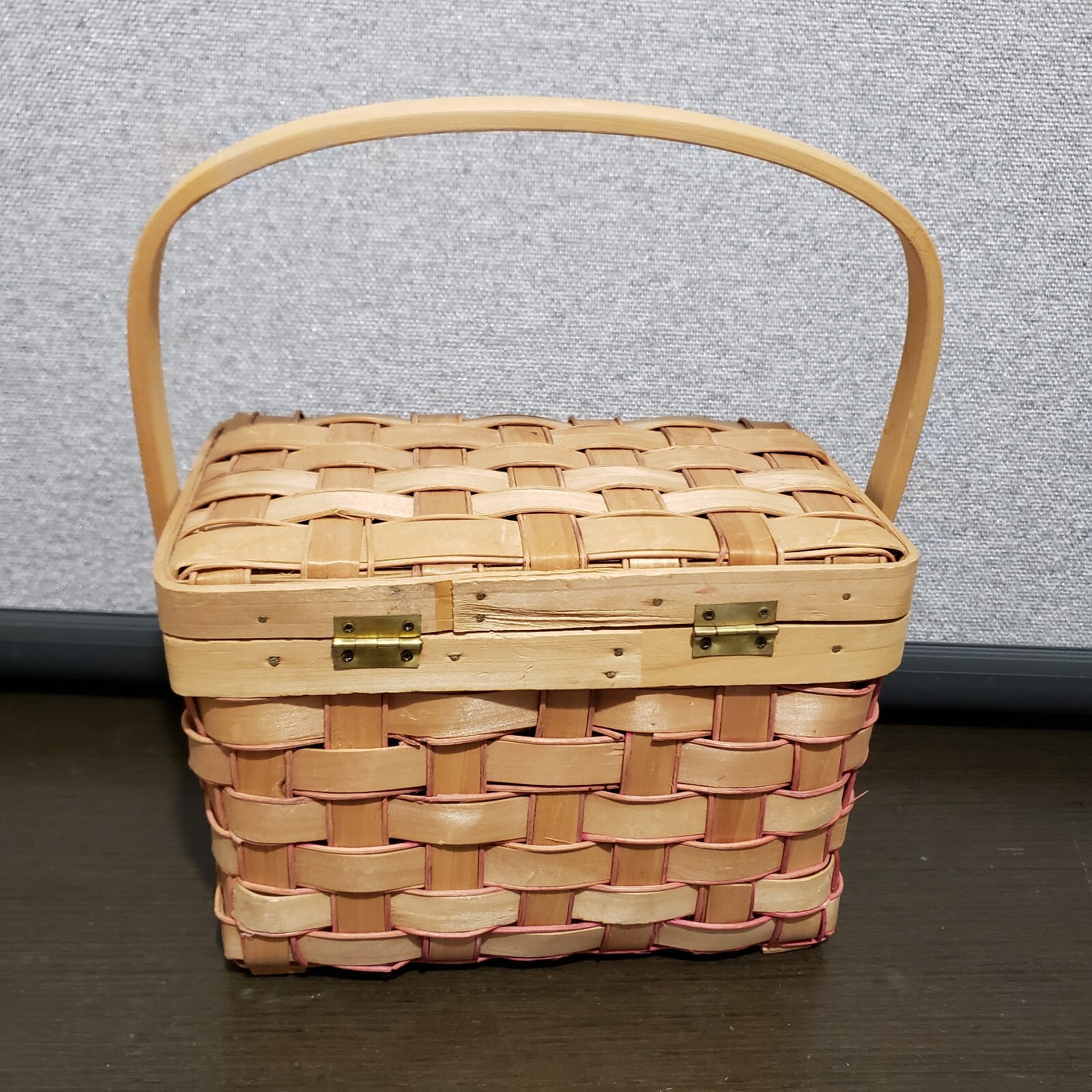 Rectangular Woven Cover Basket with flexible One Handle 6"H x9"W x 5"D