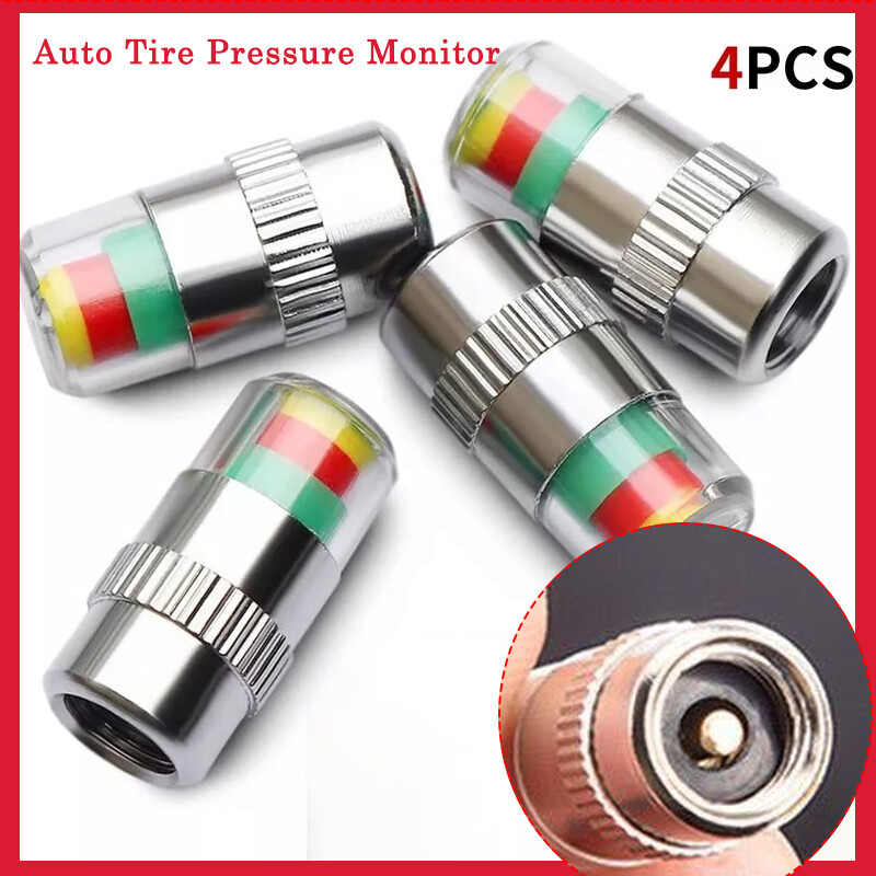 4Pcs Auto Tire Monitor Valve Stems Dust Cap Pressure Indicator Sensor Eye Alert