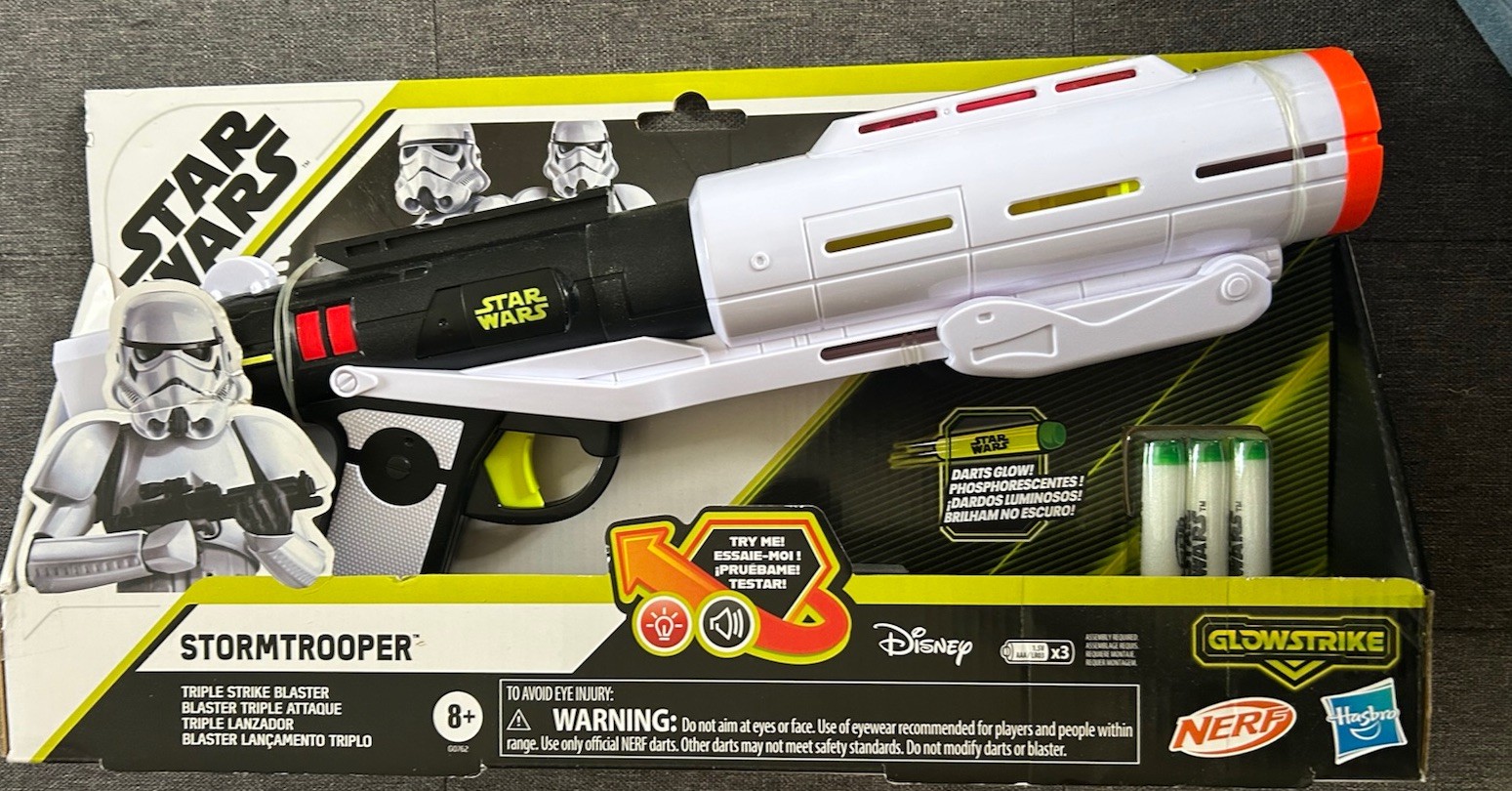 NERF GlowStrike Star Wars Stormtrooper Triple Strike Blaster - New