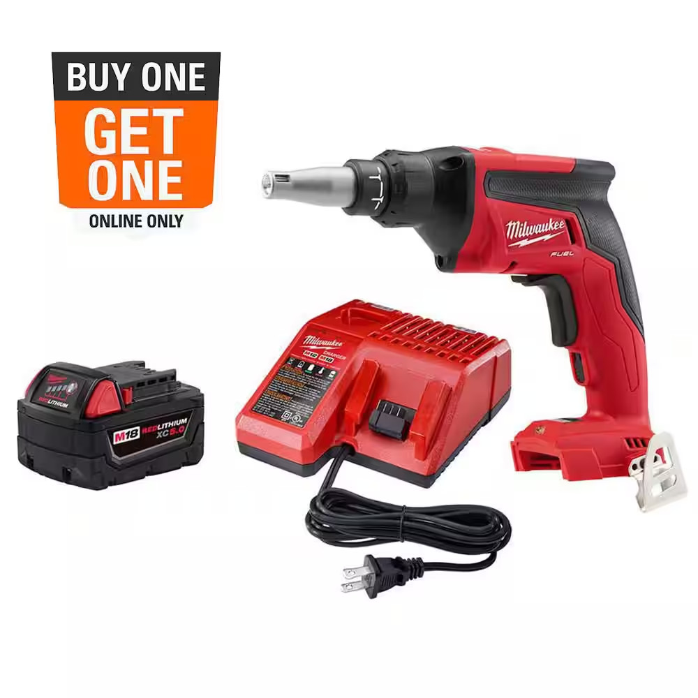 M18 FUEL 18-Volt Lithium-Ion Brushless Cordless Drywall Screw Gun W/5.0Ah Batter