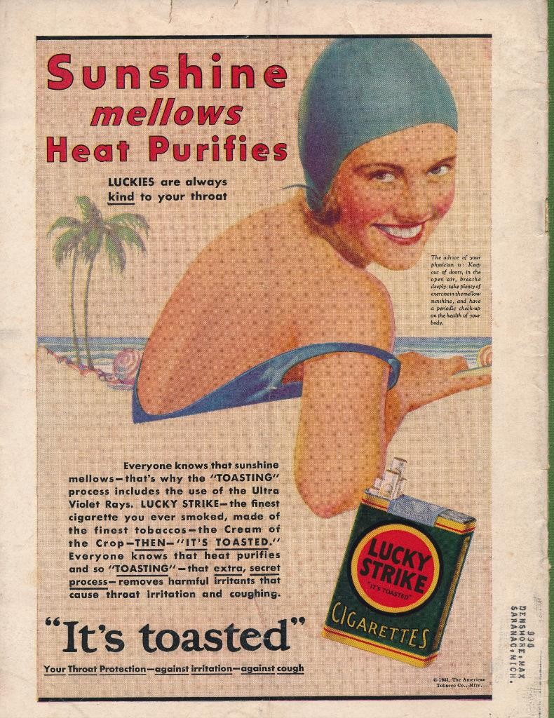 Magazine Ad - 1931 - Lucky Strike cigarettes - Beach Girl