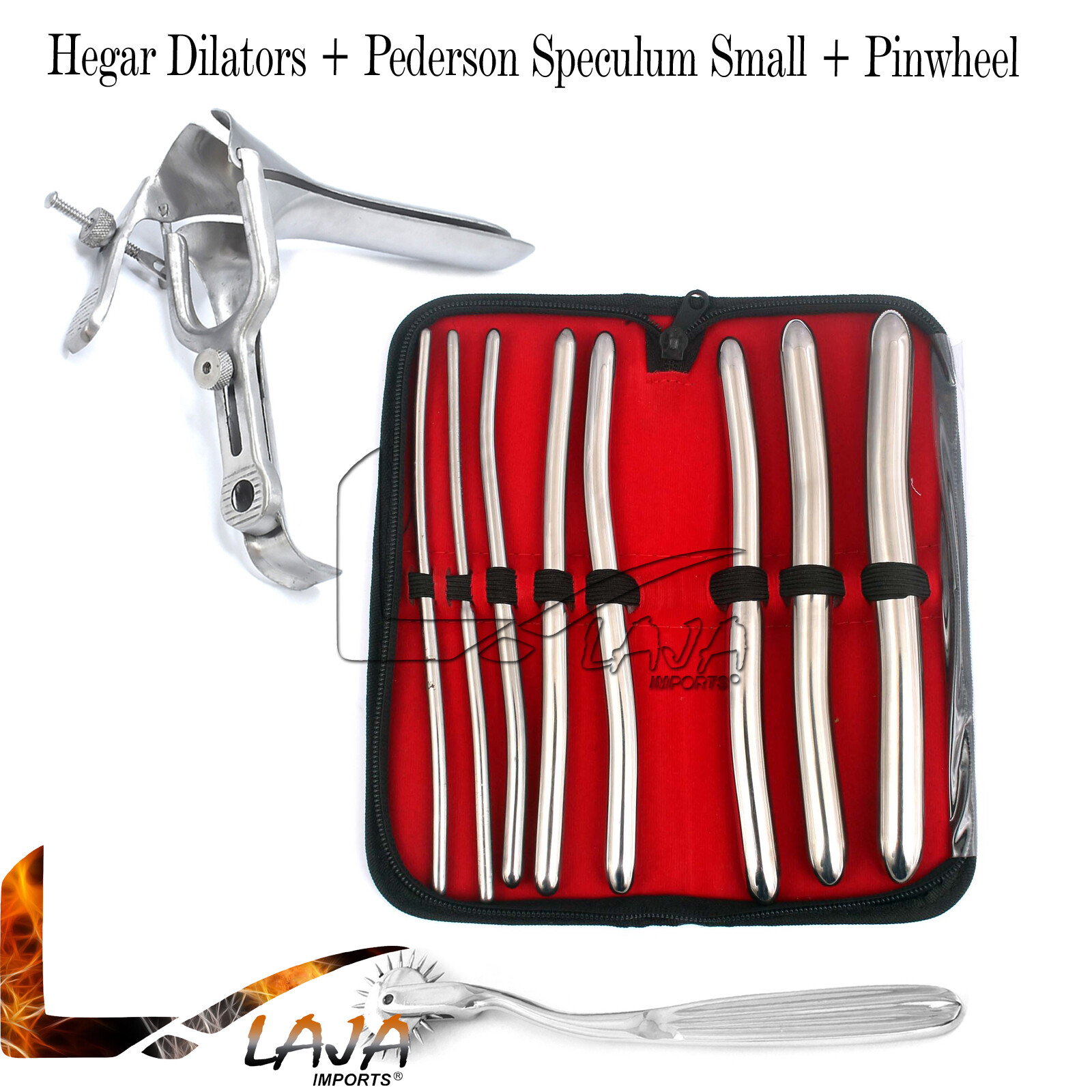 Pinwheel + Small Pederson Speculum + 8 Pcs Hegar Dilators Sounds Kit