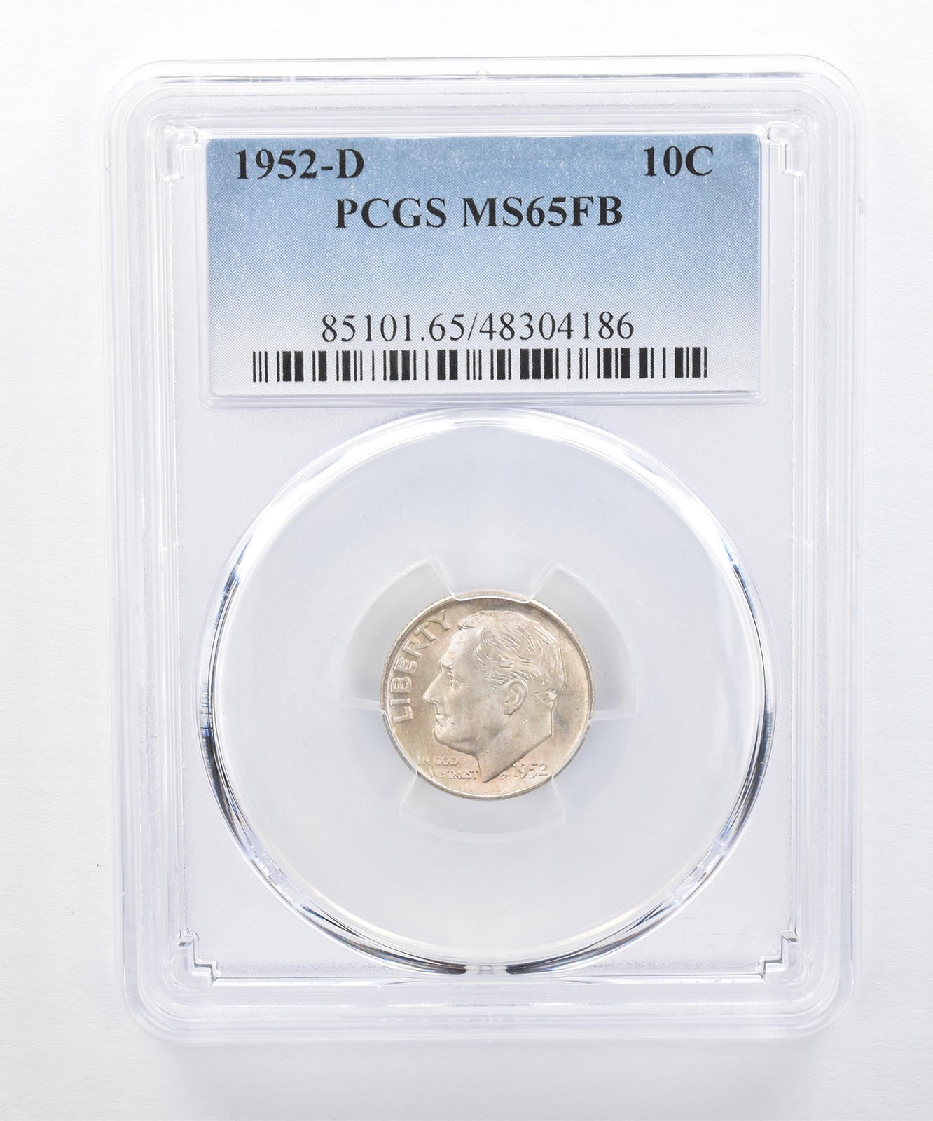 1952-D Roosevelt Dime MS65 FB PCGS Beautiful Tone *8387