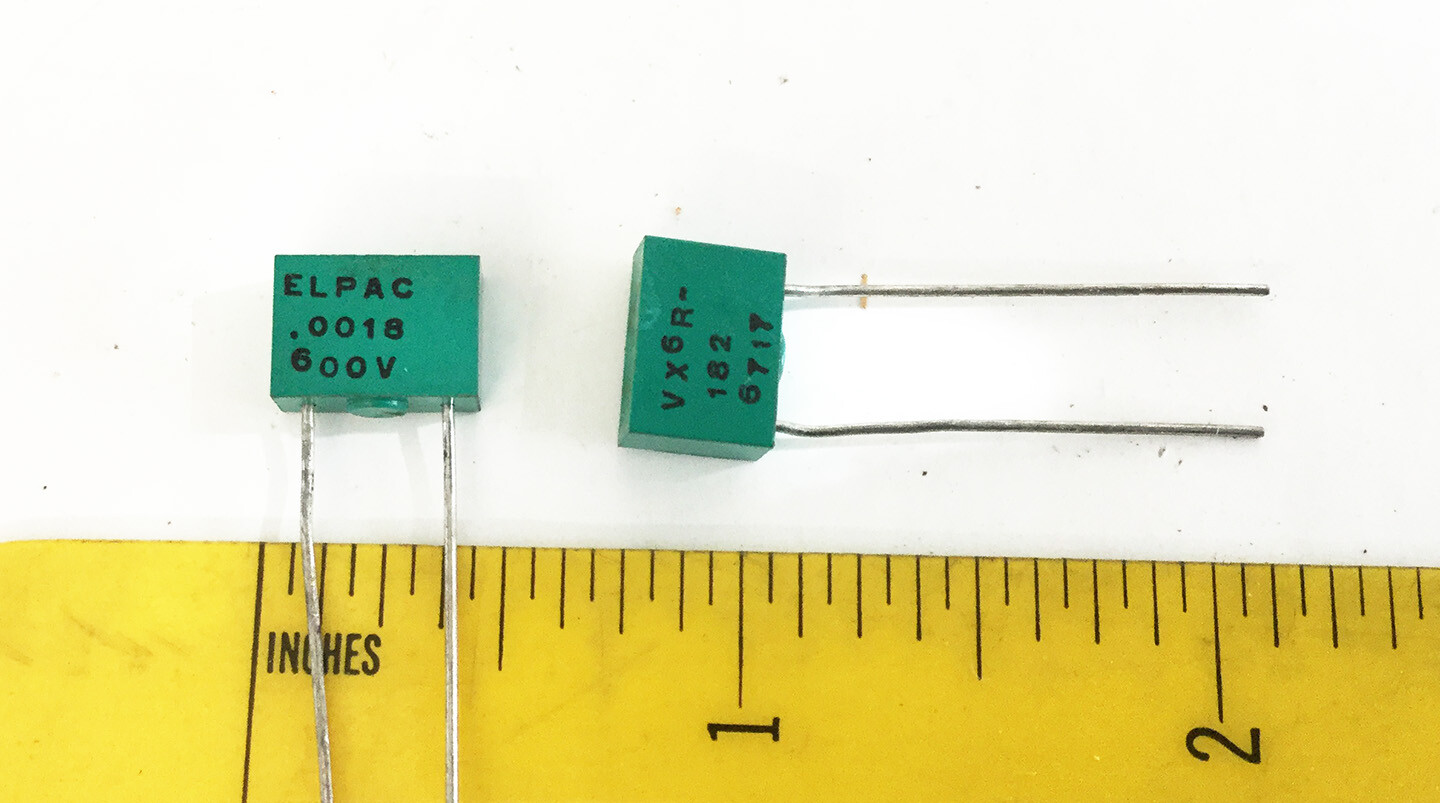 2 NOS Elpac Capacitors .0018 uf @ 600 v