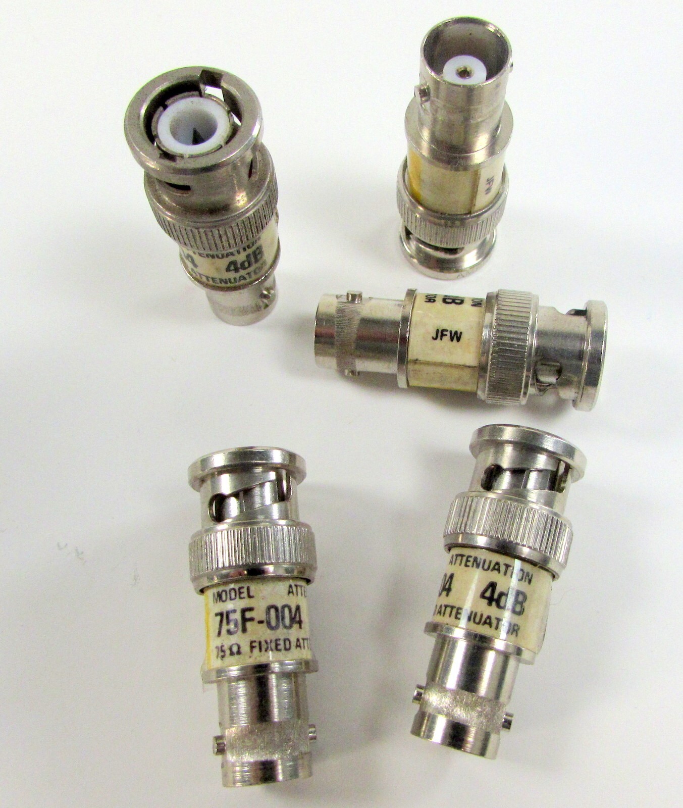 NEW JFW 75F-004 Fixed Attenuator w/BNC(f) to BNC(m) 75Ω 4dB 1GHz 1W