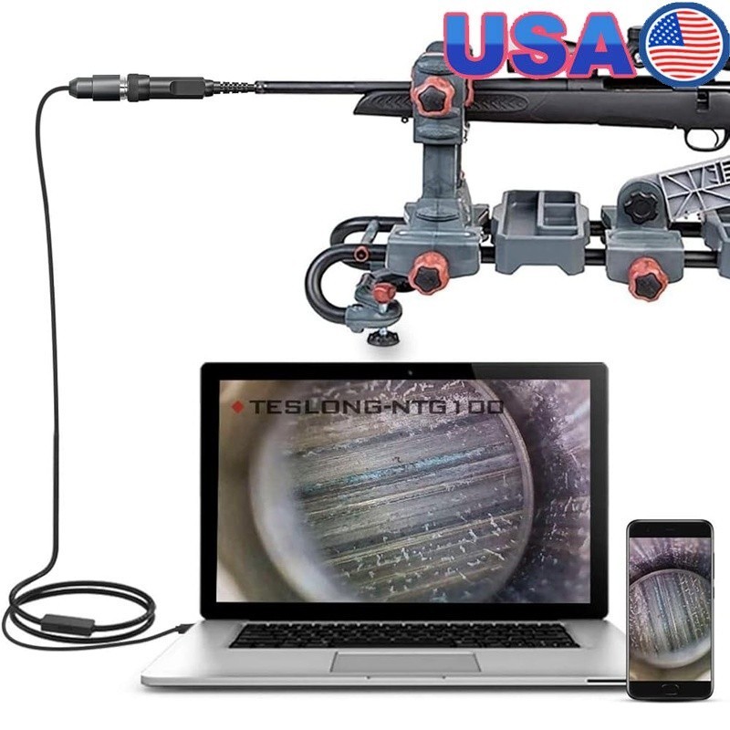 45" Rifle Borescope Bore Camera Gun Cleaning Camera w/3 Right-Angle Mirrors