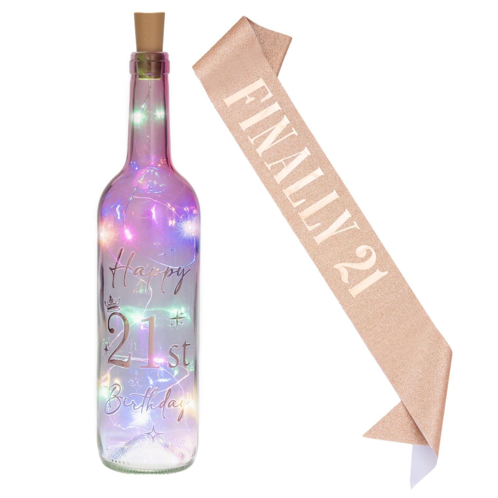 21st Birthday Lighted Wine Bottle Gift for Her 2004 Decorations for Women