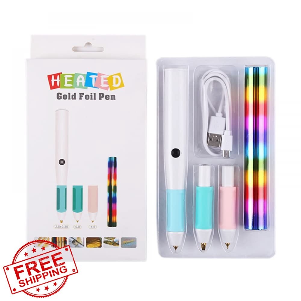 Heat Foil Pens Kit 3 Tips Foil Roll for Card Making