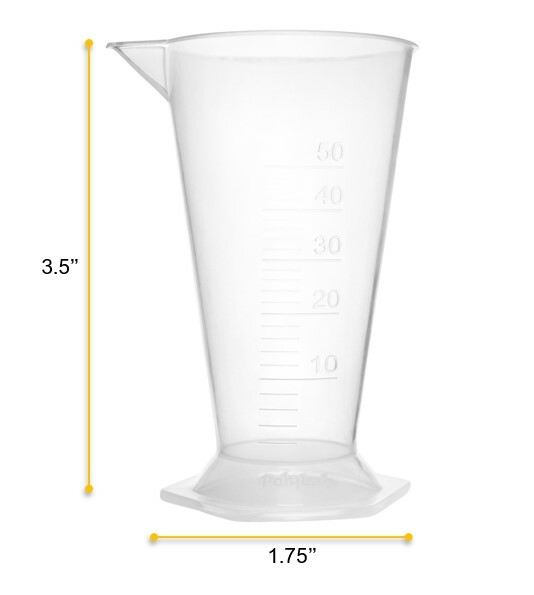 Conical Measure, 50ml - Polypropylene Plastic, Translucent - Eisco Labs