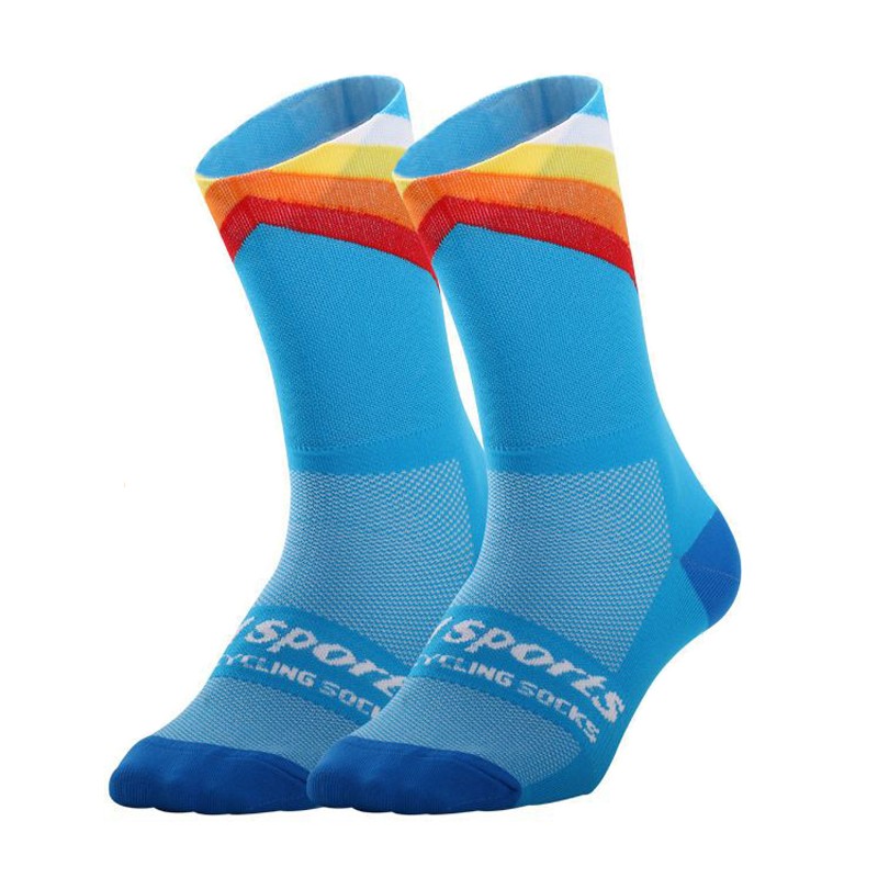 Pro Road Cycling Socks Bicycle Bike Riding Sports Athletic Socks XC BMX MTB Blue