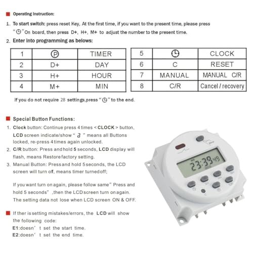 Time Switch Relay,Digital LCD Programmable,110V AC Input,200-250V 16A Timer