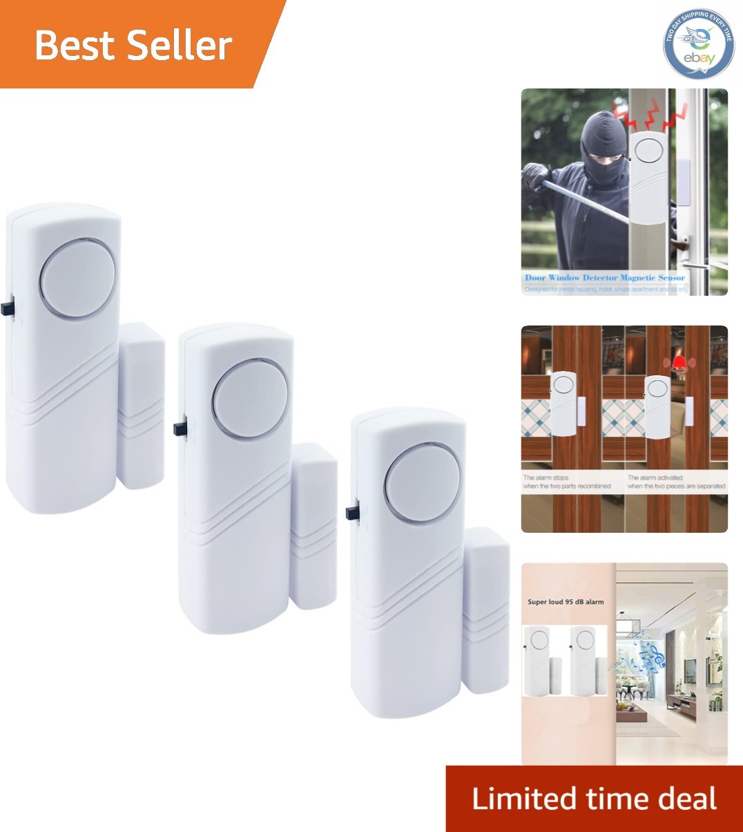 Adhesive 90DB Wireless Door Window Security Alarm - Perfect for Kids' Safety