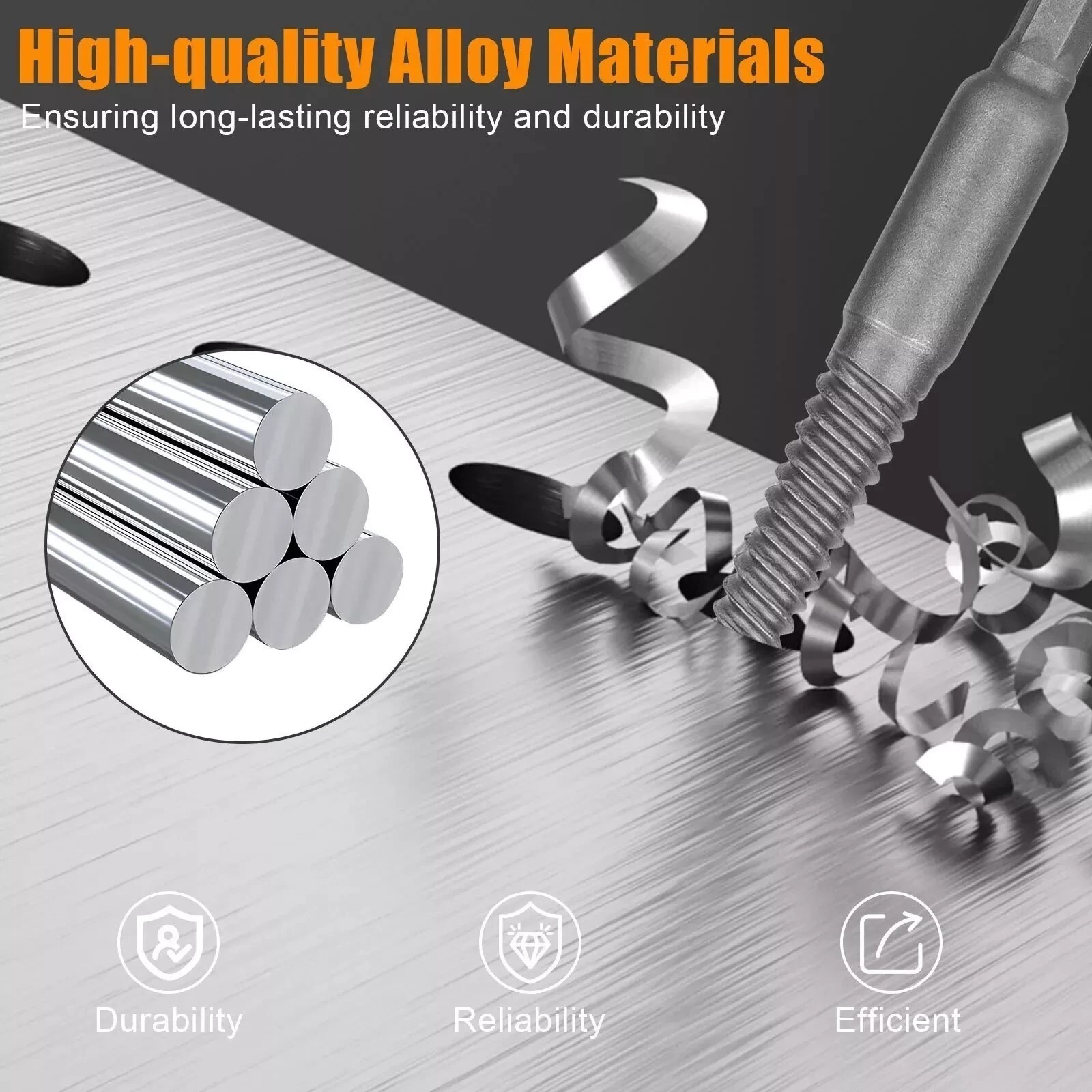 12Pcs Stud Screw Extractor Remover 1/4 Inch Hex Shank Damaged Bolt Easy-Out-Sets